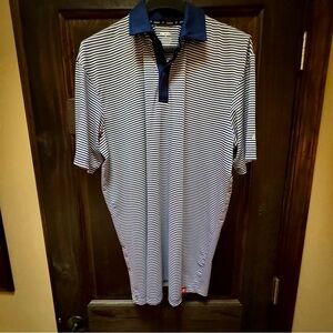 Marucci Men's Striped Polo Shirt - Navy and White